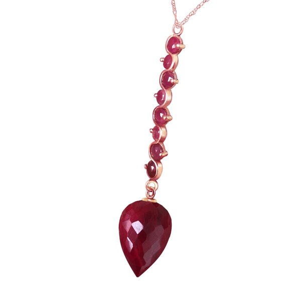 14K. GOLD NECKLACE WITH POINTY BRIOLETTE DROP RUBY